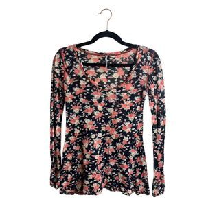 Free People Pink Floral Long Sleeve Top - Size Small Shirt